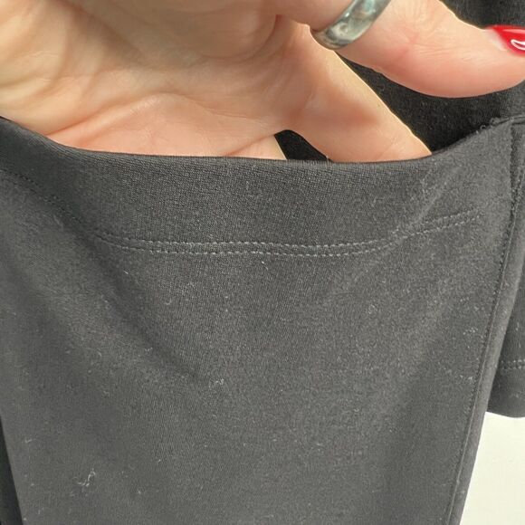 Eileen Fisher Size M Tencel Jacket Long Black Open Front Patch Pockets Stretch - Picture 4 of 10